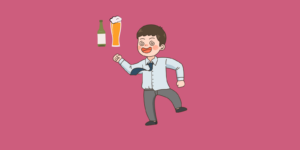 "금주"를 하지 못하고 술에 취한 사람 모습